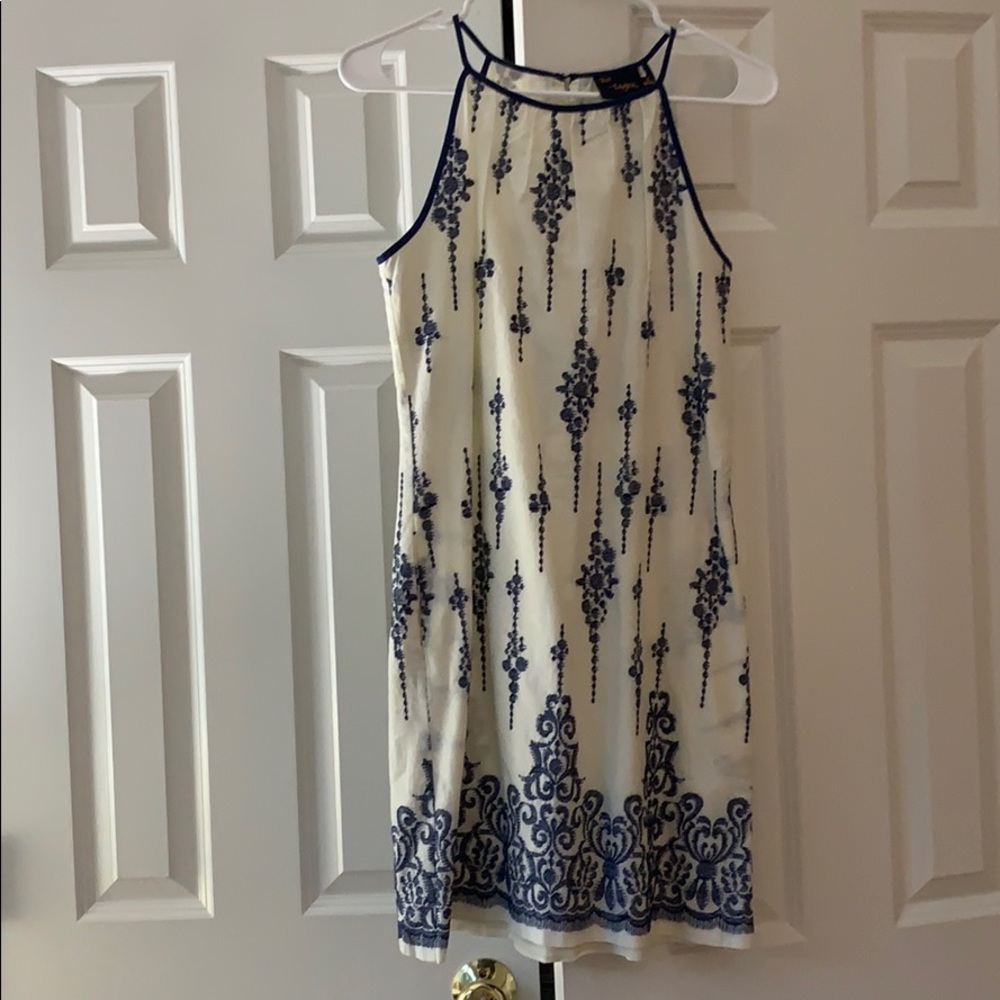 Cream and Blue Dress